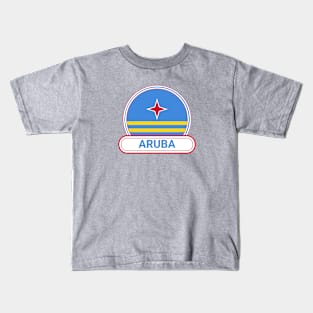 Aruba Country Badge - Aruba Flag Kids T-Shirt